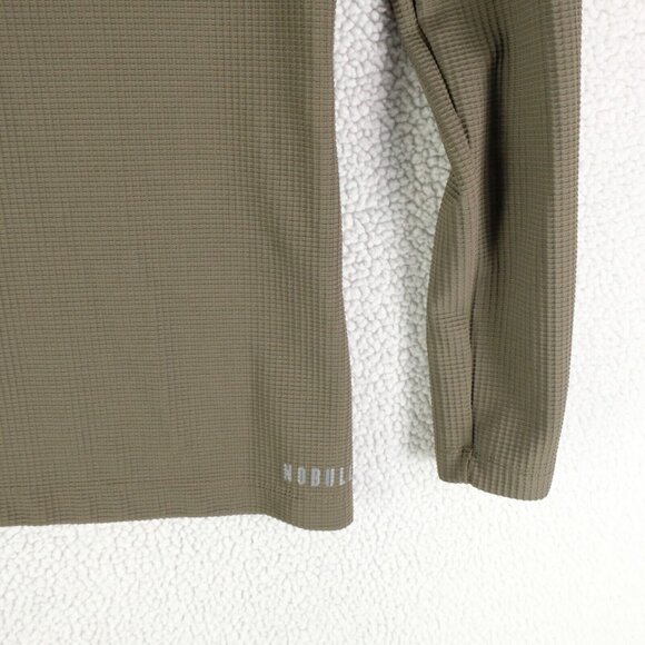 Nobull Shirt Womens Small Olive Green Waffle Knit Compression Long Sleeve Gym - Picture 3 of 9